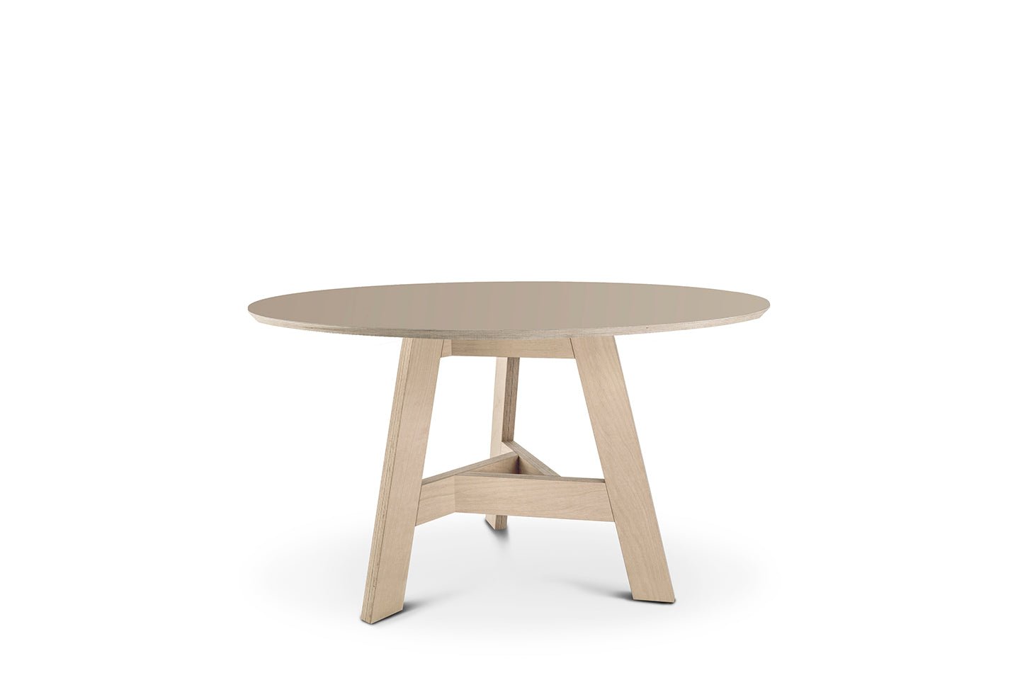 ronde design tafel beukenmultiplex fenix taupe
