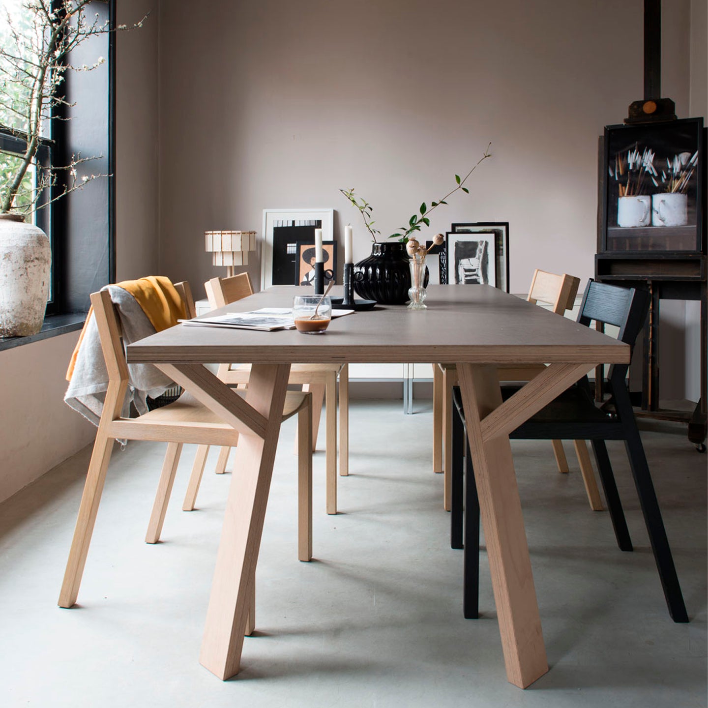 rechthoekige design eettafel beukenmultiplex