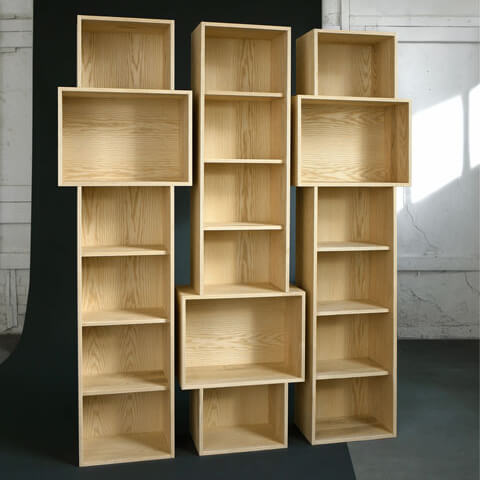 vlecht boekenkast hout arp design