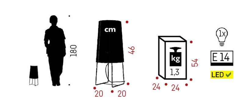 afmetingen design tafellamp
