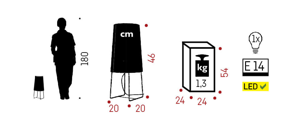 afmetingen design tafellamp