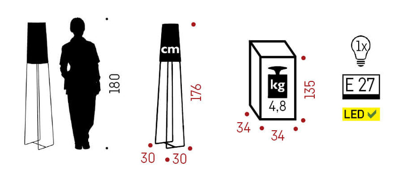 afmetingen design vloerlamp
