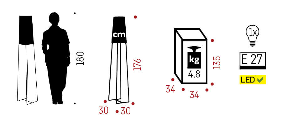 afmetingen design vloerlamp