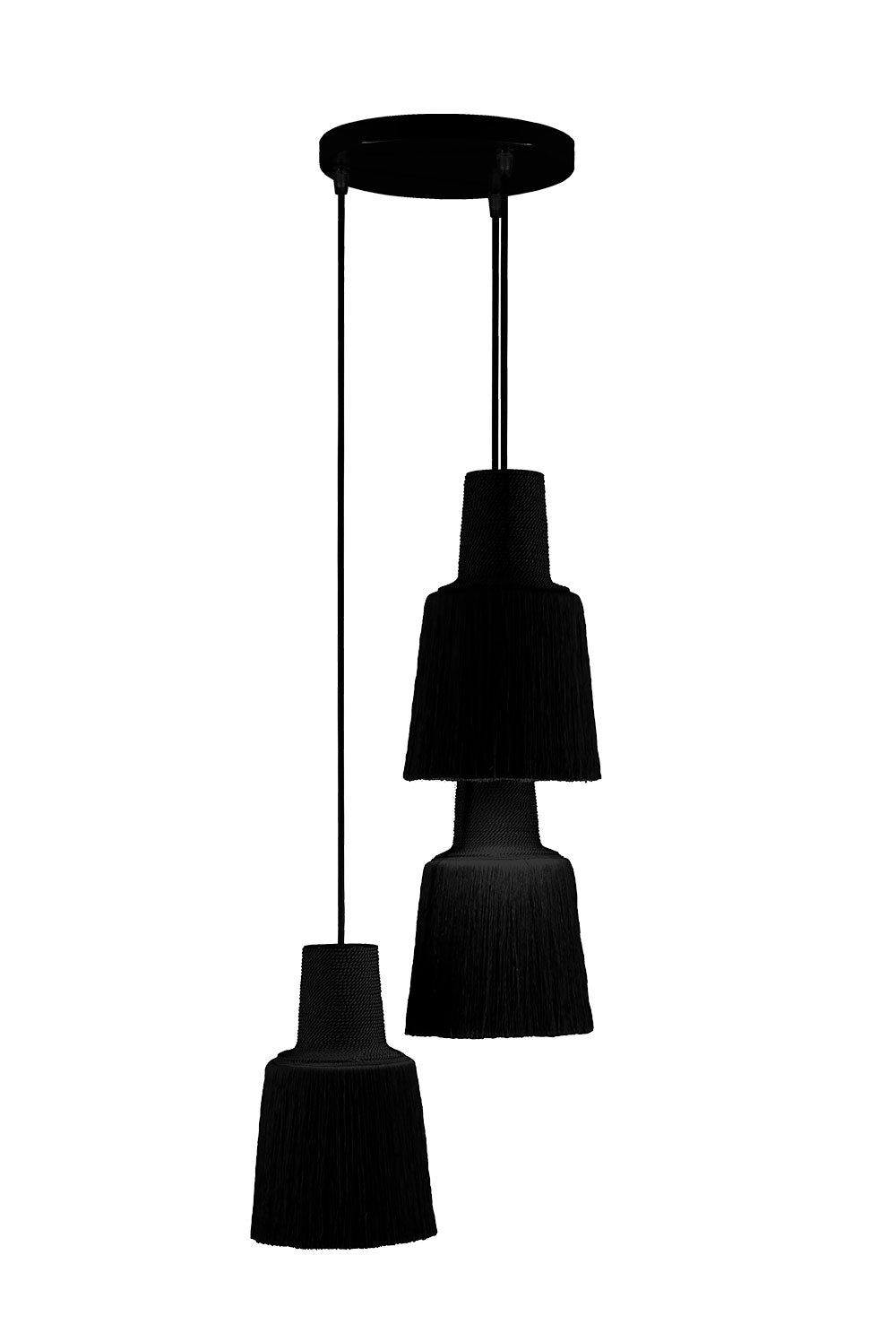 Design hanglamp textiel zwart - frauMaier Triple Pascha