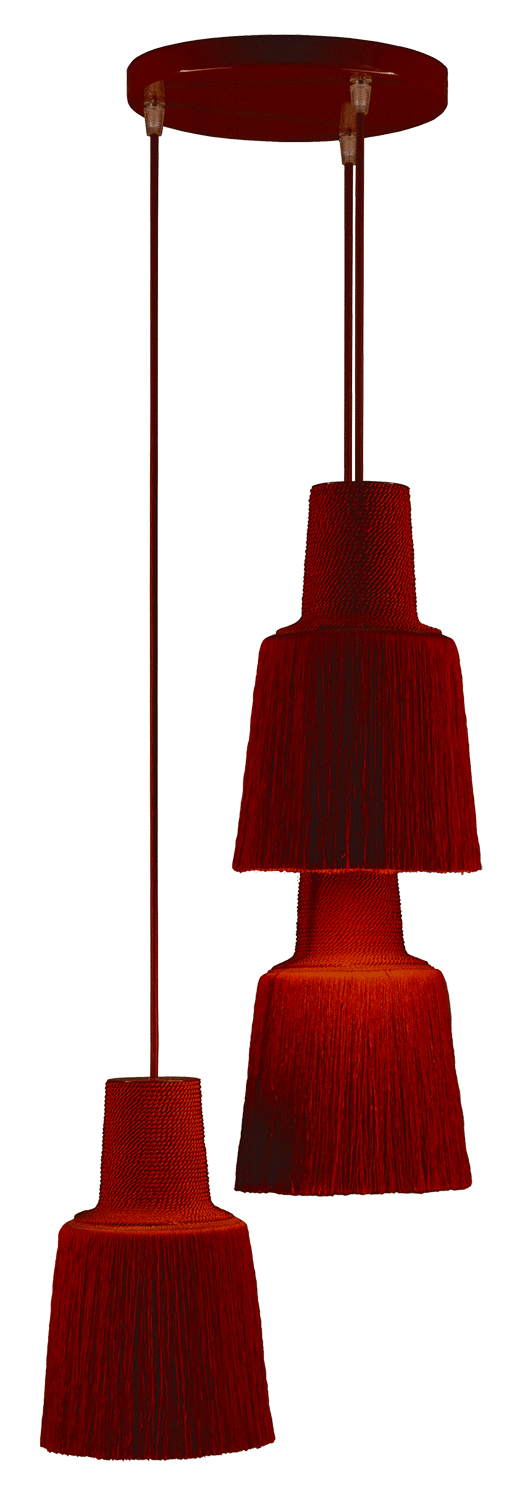 Design hanglamp textiel rood - frauMaier Triple Pascha