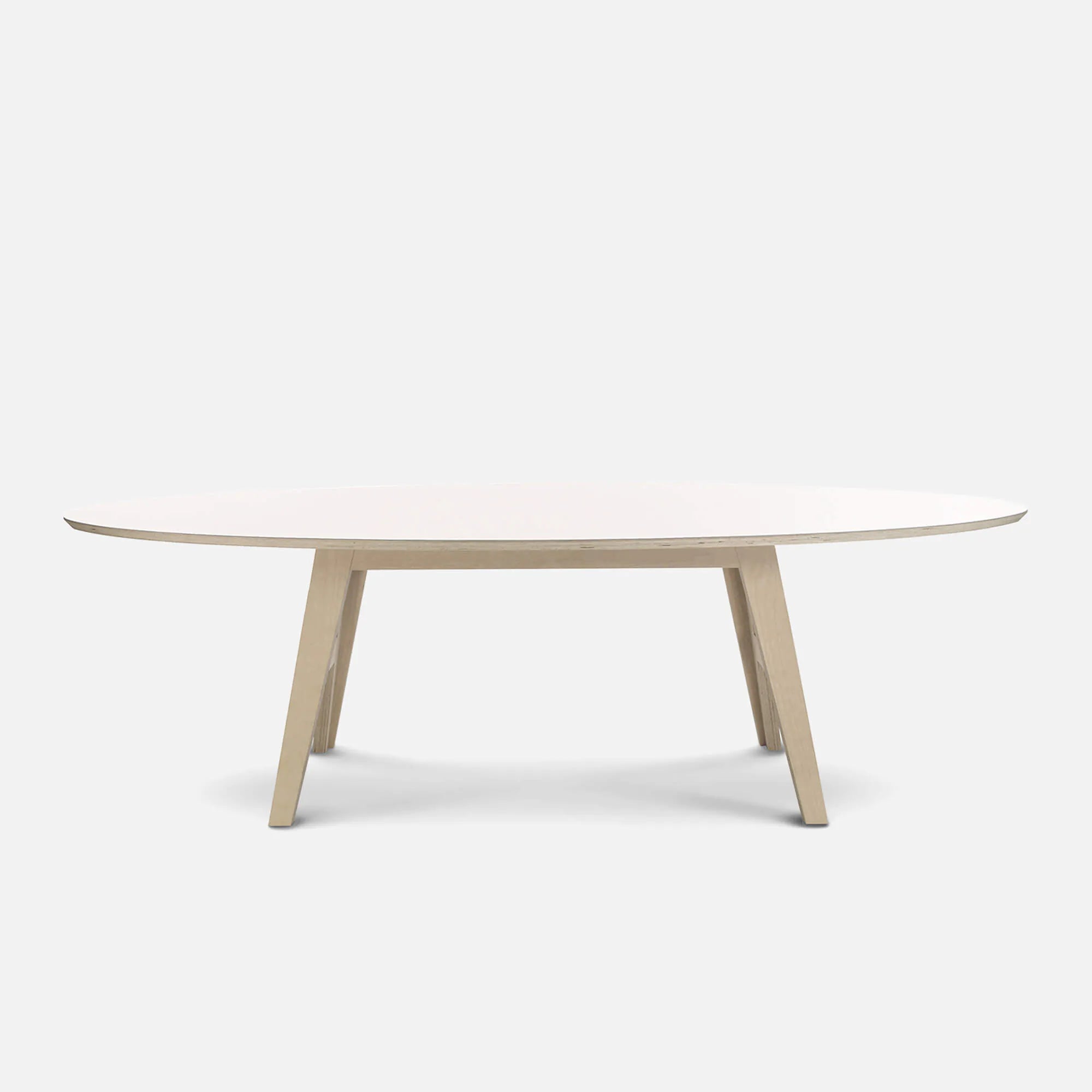ovale design tafel ecoplex wit RAL9010