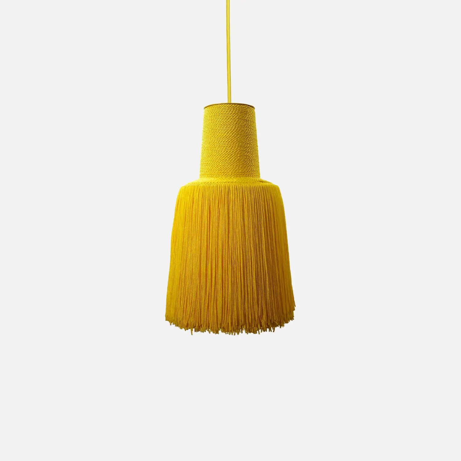 design hanglamp aluminium textiel geel
