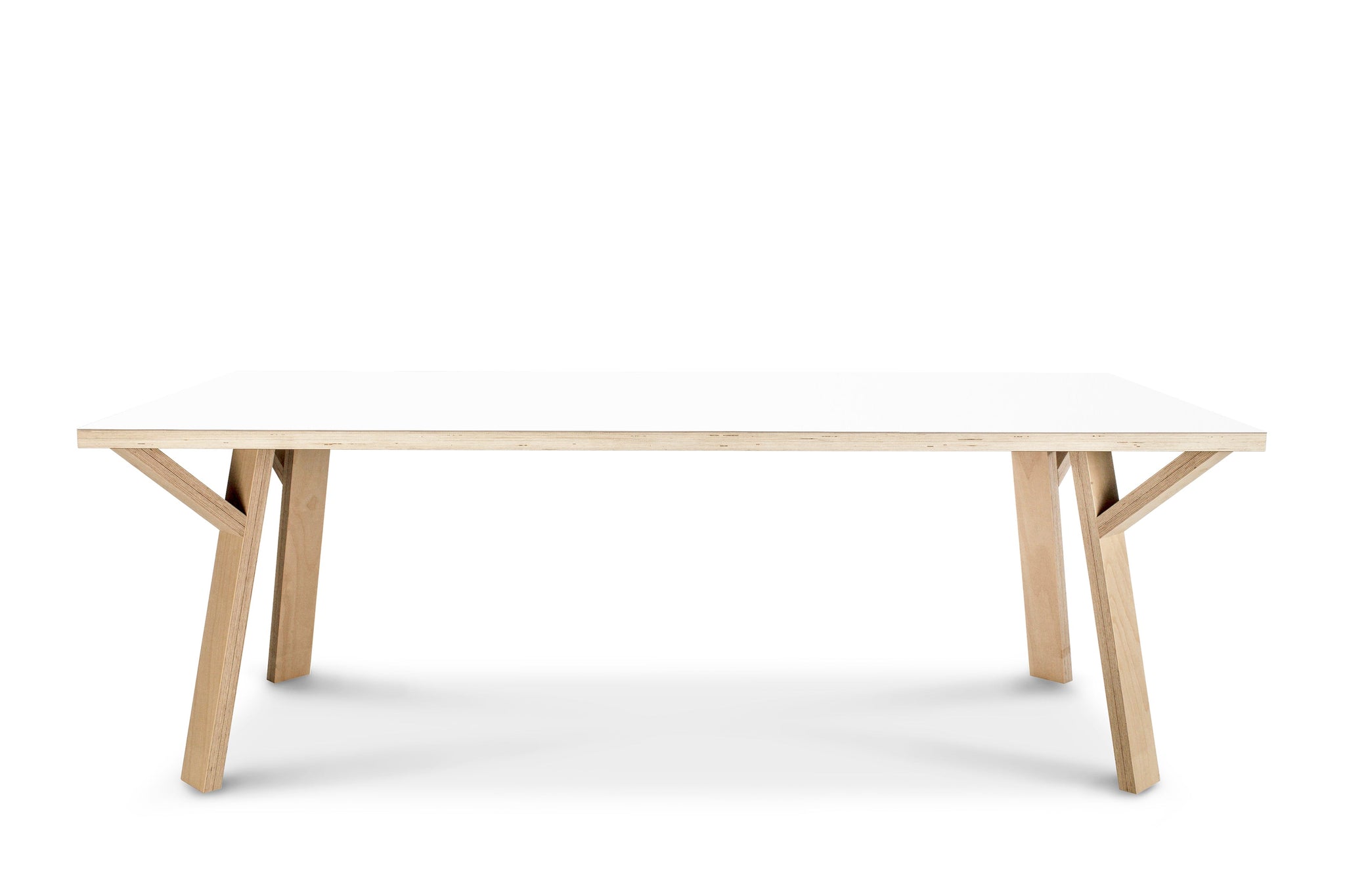 rechthoekige design tafel beukenmultiplex wit fenix