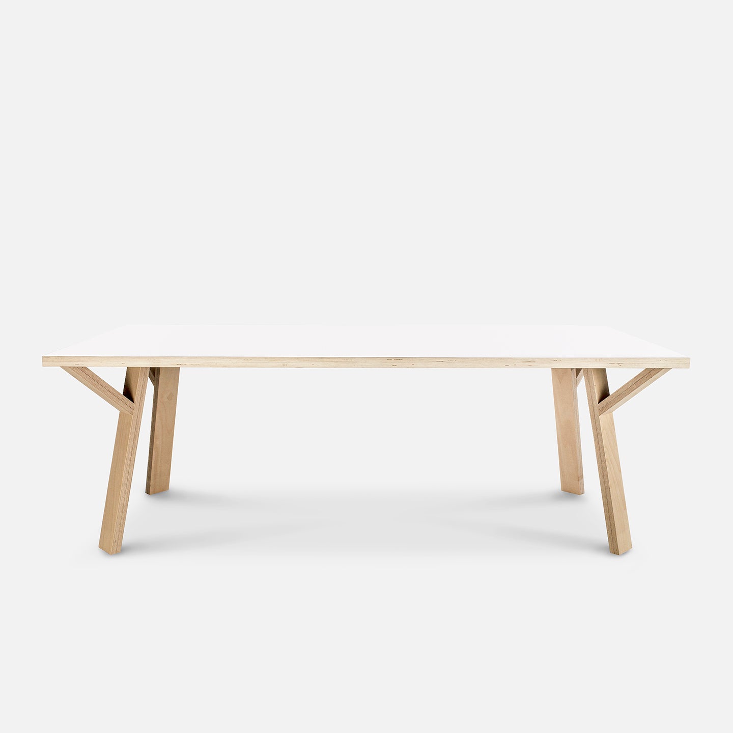 rechthoekige design tafel beukenmultiplex wit ral9010