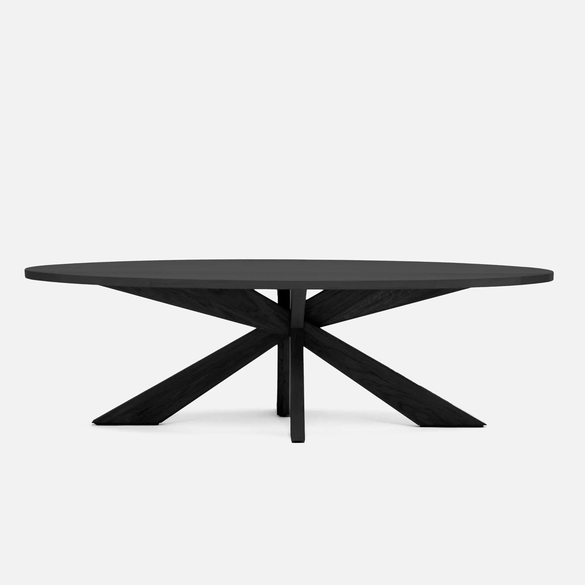 ovale design tafel eiken zwarte beits en olie