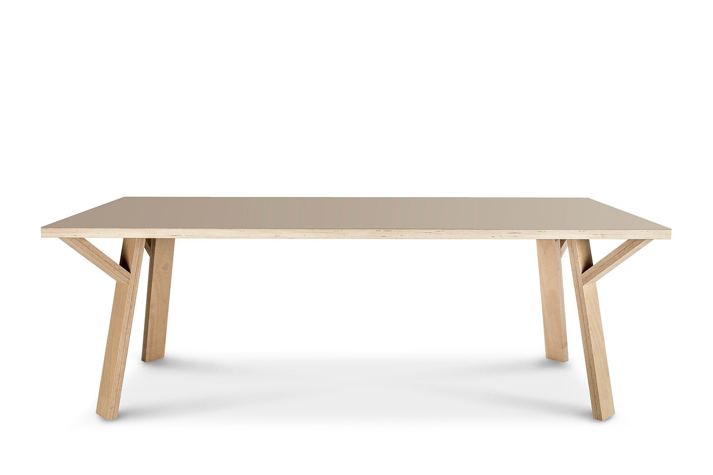 rechthoekige design tafel beukenmultiplex fenix taupe