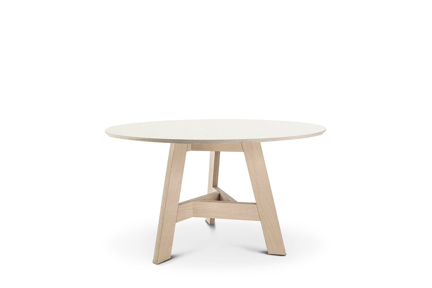 ronde design tafel beukenmultiplex gebroken wit