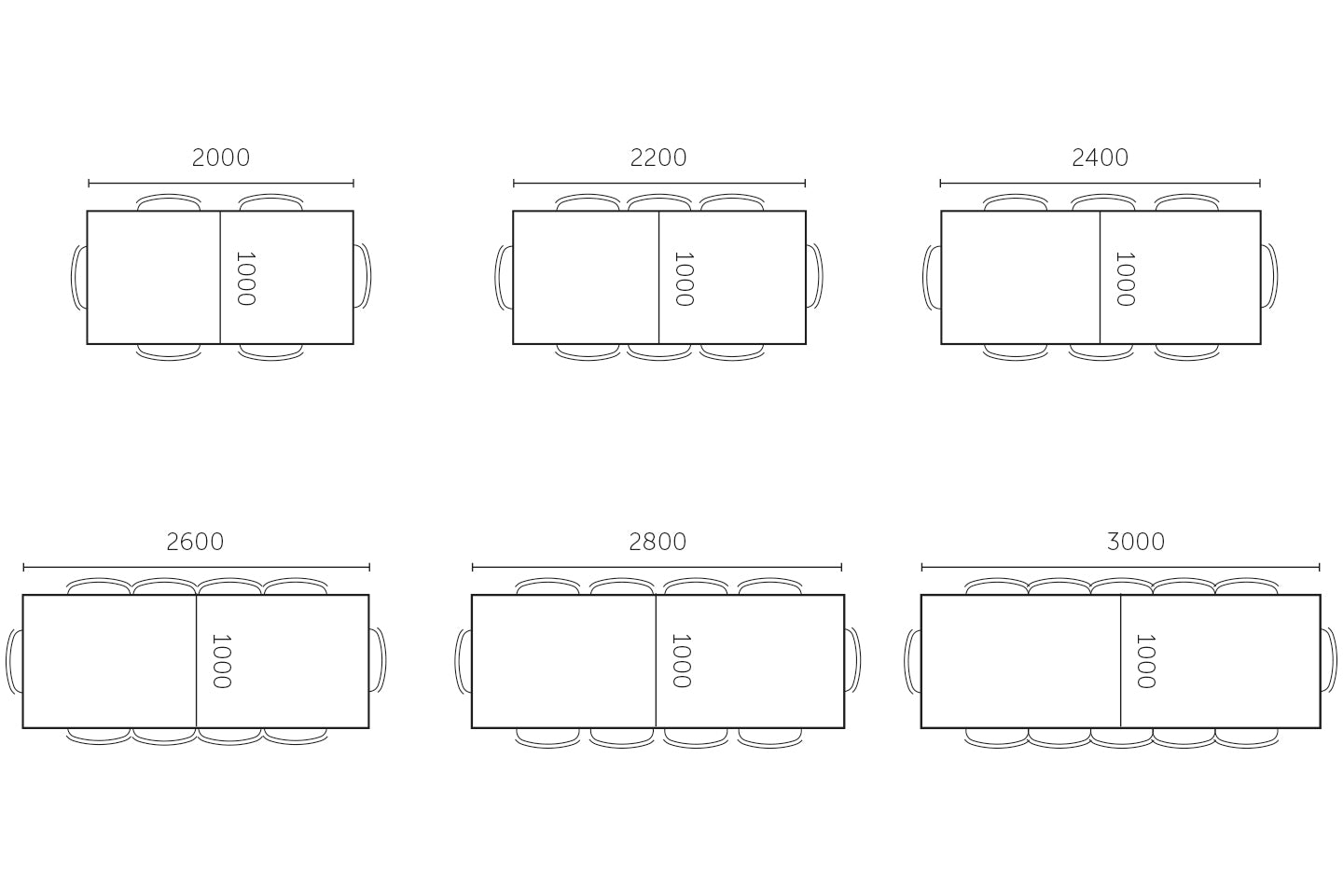 afmetingen en zitplaatsen rechte tafel